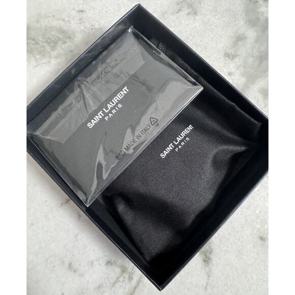 Auth Saint Laurent YSL Black Leather Stud Bracelet Small Sized Metal - Picture 15 of 16